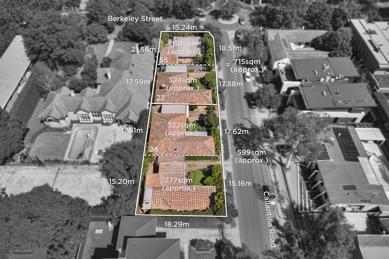 55 Berkeley Street + 22 Callantina Road and 24 + 26 Callantina Road, Hawthorn, VIC