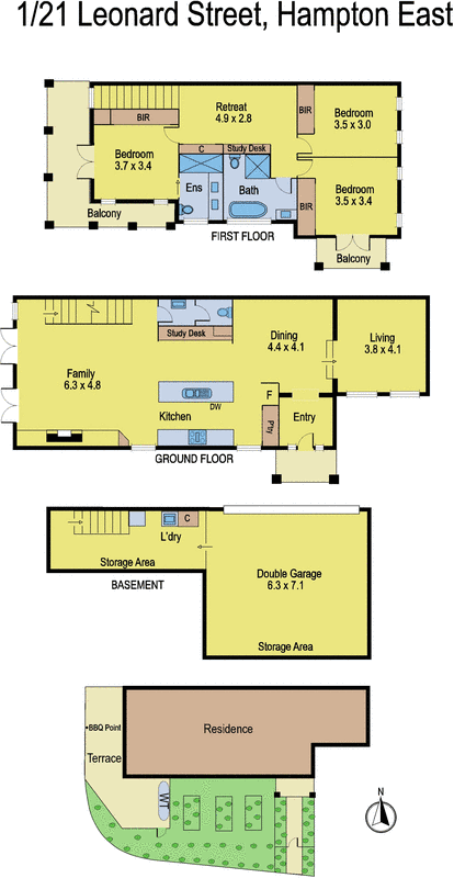 1/21 Leonard Street, Hampton East VIC 3188 - Floorplan
