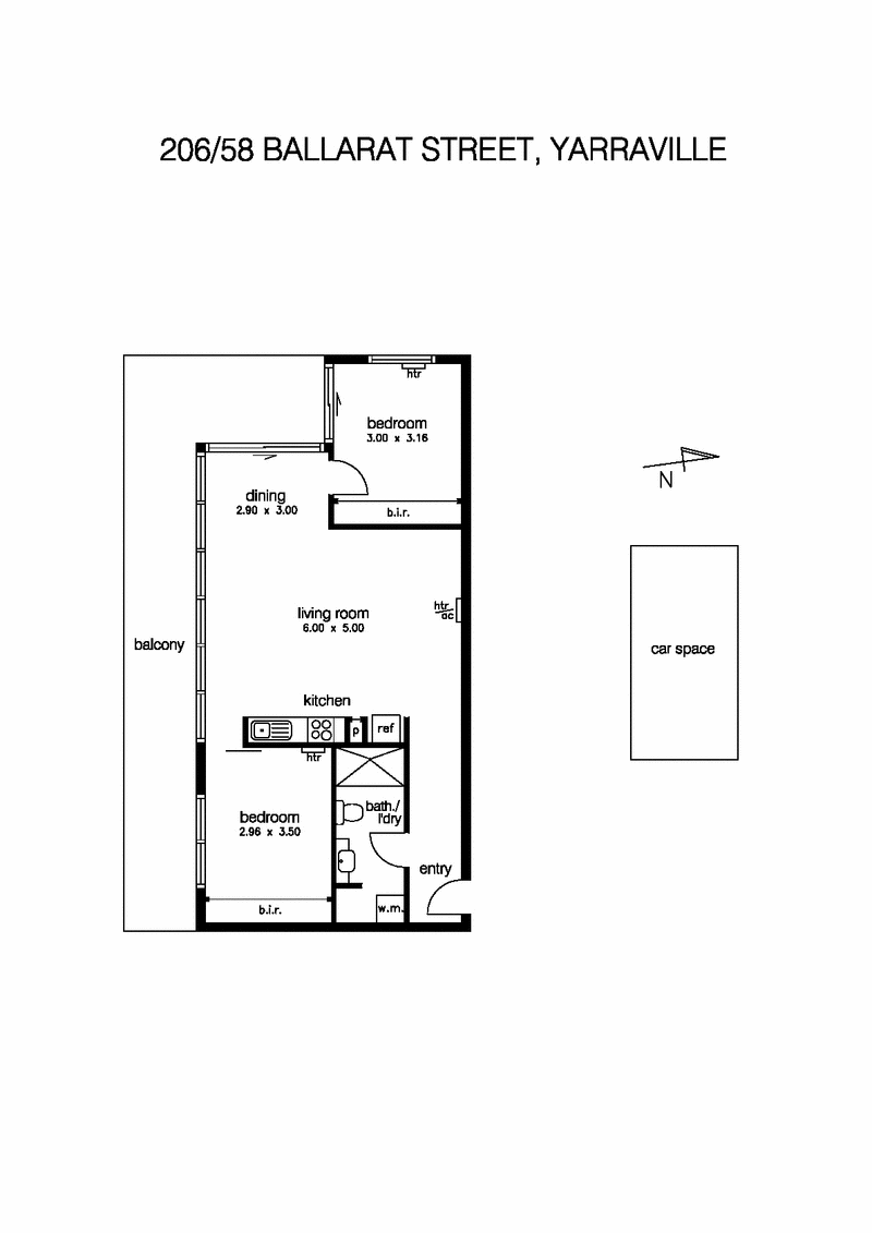206/58 Ballarat Street, YARRAVILLE VIC 3013 - Floorplan