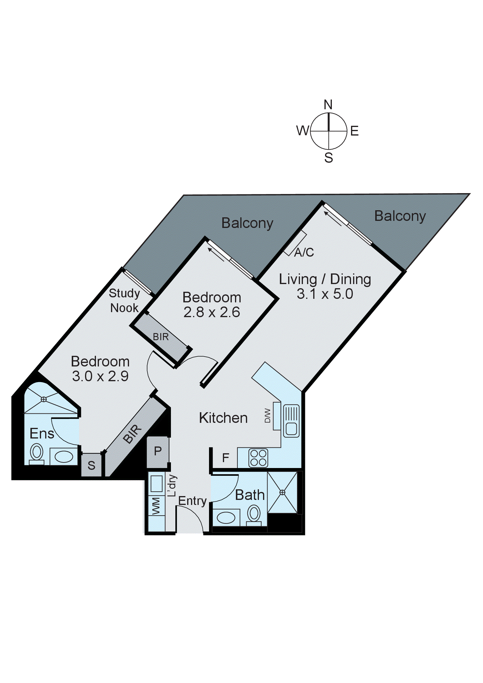 307/77 Queens Road, Melbourne VIC 3004 - Floorplan