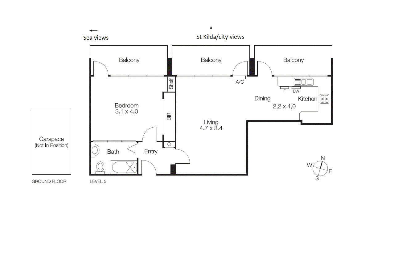 5F/12 Marine Parade, St Kilda VIC 3182 - Floorplan