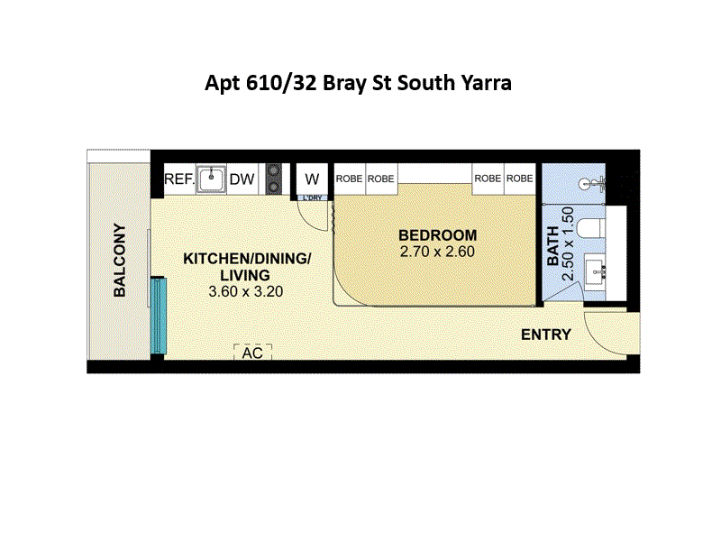 610/32 Bray Street, South Yarra VIC 3141 - Floorplan