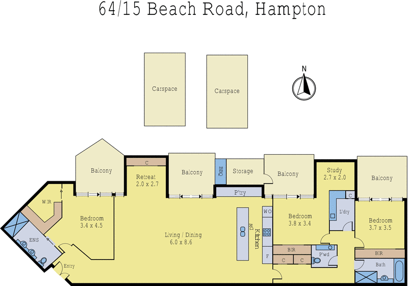 64/15 Beach Road, Hampton VIC 3188 - Floorplan