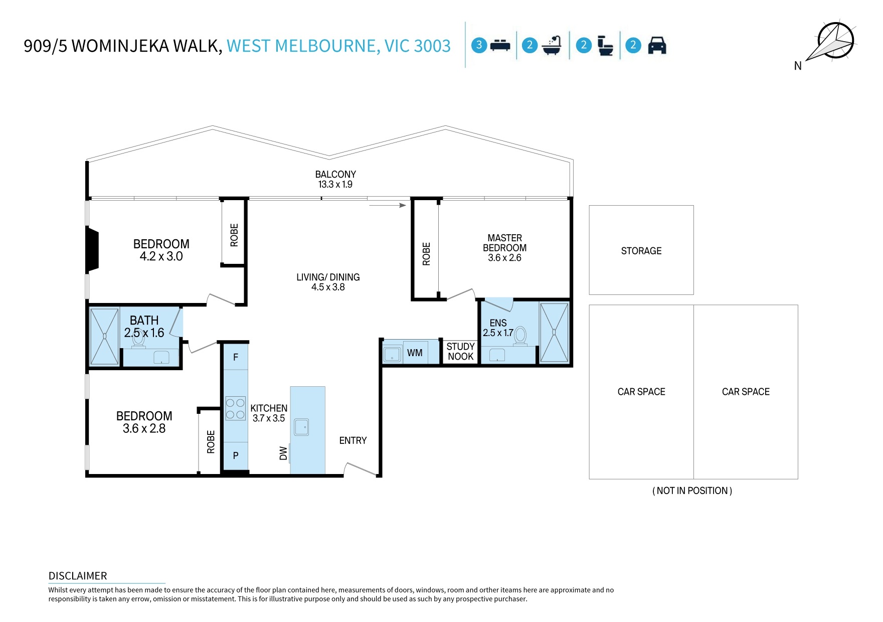 909/5 Wominjeka Walk, West Melbourne VIC 3003 - Floorplan