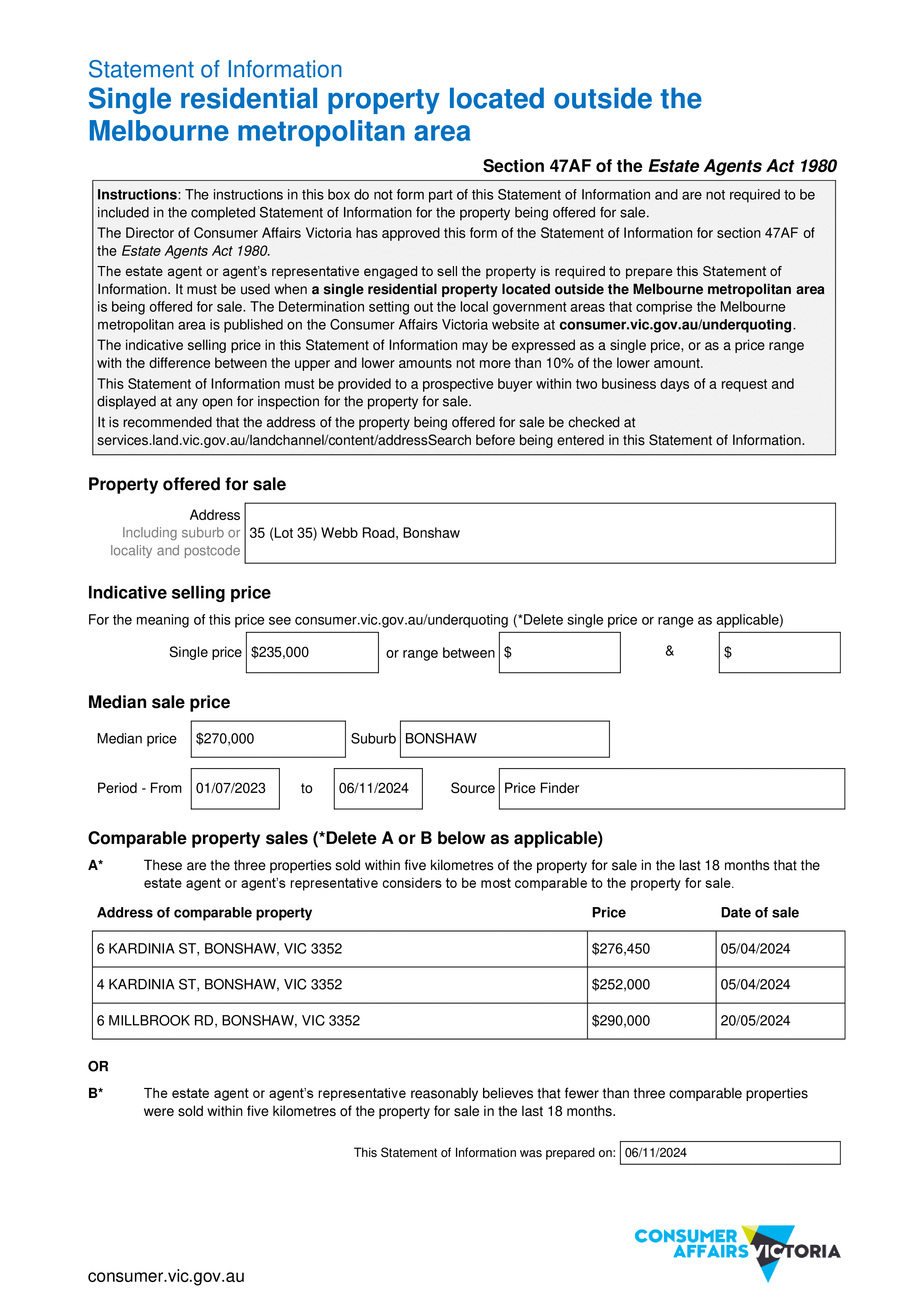 Lot Lucio Estate Lot 35 Number 35 Webb Road, Bonshaw VIC 3352 - Floorplan